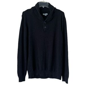 Method Men’s Pull Over Sweater Ribbed Collar V-neck Long Sleeves Black Size XL